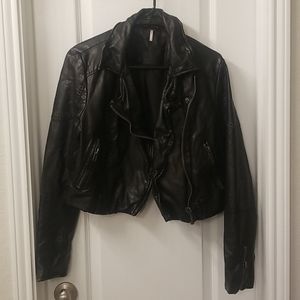 Free People faux leather cropped jacket size small